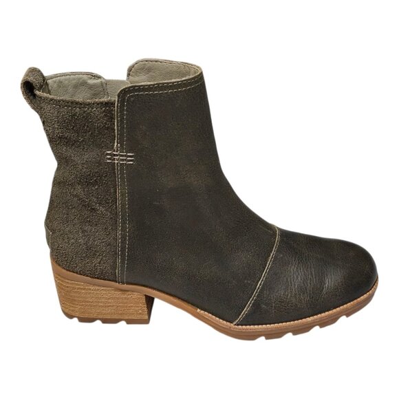 Sorel Womens Cate Major Boot Size 8.5 Waterproof Brown Leather Block Heel Bootie - Picture 2 of 10